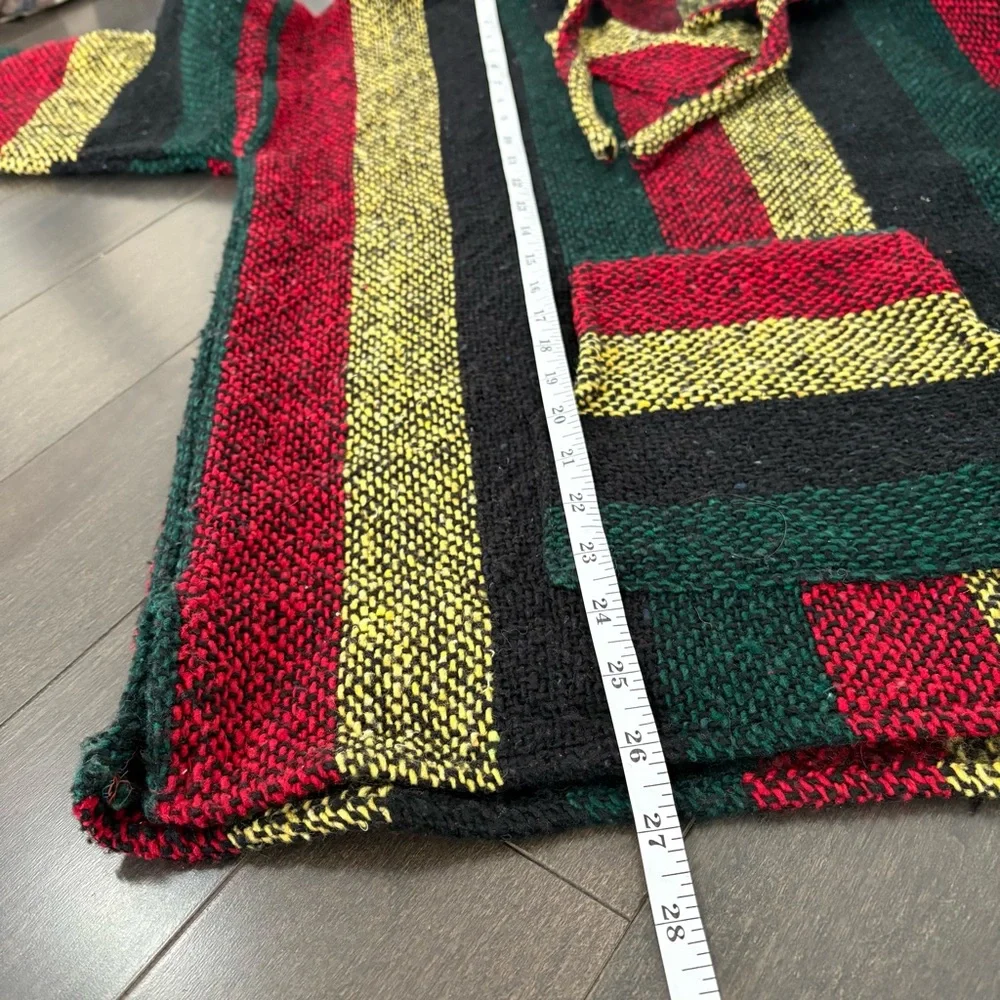 Baja Hoodie Drug Rug Mexican Blanket Pullover Kangaroo Pocket Size M Poncho - Picture 8 of 9